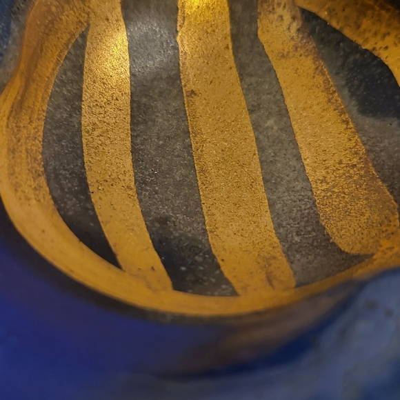 Vintage Studio Pottery Matte Blue and Gold Signed Trinket Dish - Picture 6 of 10